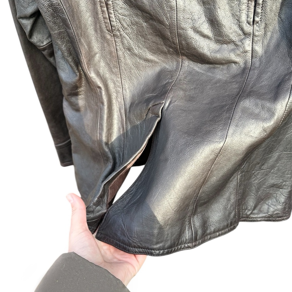 GAP Women's Brown Cow Leather Jacket Spring 03 Size L - Picture 9 of 10